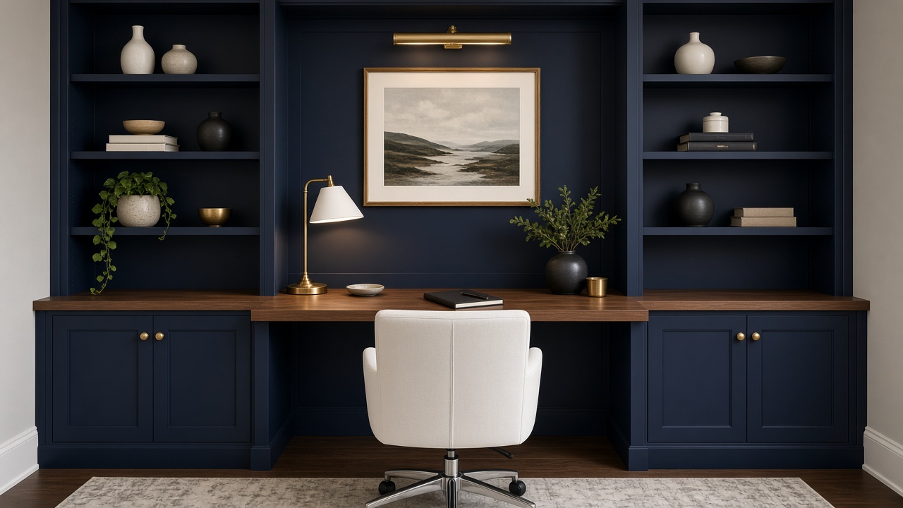 Kate's office — navy and brass finish variation