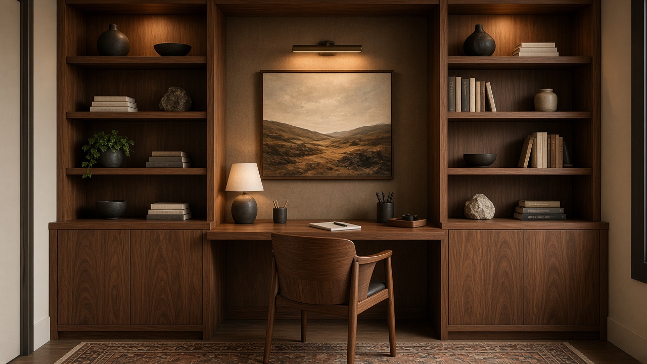 Kate's office — warm walnut finish variation